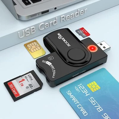 Smart Card Reader USB ChipKarten Leser DOD Military USB 4-Anschlüsse CAC/SIM/... - Bild 1 von 4