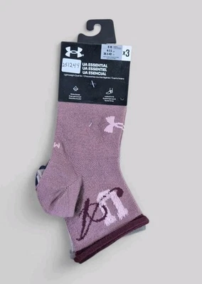 UNDER ARMOUR 女式袜子 1/4 Crew 透气轻便 3 双鞋 6-10  — 第 1/4 张图片