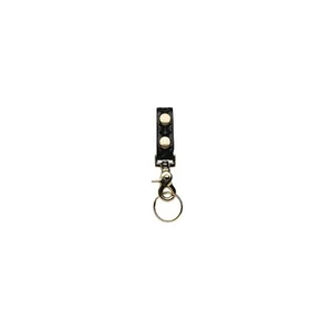 Boston Leather Belt Keeper / Key Ring Combo Nickel Snaps Plain Black 5436-1 - Picture 1 of 1