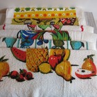 Vintage Lot 6 Terry Cloth Tea Dish Towels Chef Rooster Fruit Daisy Cannon MCM