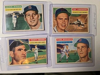 Lote trasero gris Topps 1956 - rojo Schoendienst HOF, Jackie Jensen MVP + 2 - limpio Foto 1 de 4