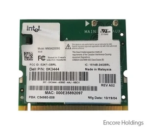 Tarjeta adaptadora Dell (Intel WM3A2200BG) Intel Pro Wireless 2200 WLAN - Wi-Fi K3444 - Imagen 1 de 1