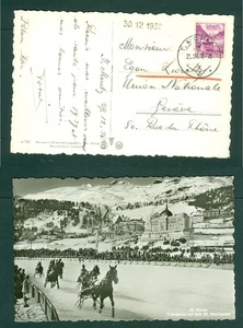 Switzerland 1939. Postcard, Photo. 10c "Horses, Trootting,St.Moritz". Adr.Geneve - Picture 1 of 1