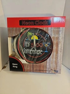 It's 5:00 Five 5 O'Clock Somewhere Red Neon Orologio da parete 12'' rotondo NUOVO IN SCATOLA - Foto 1 di 4