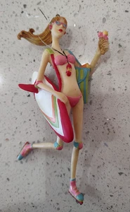 Borsa da spiaggia surfista bambina bikini pattinatore decorazione natalizia alta 5,5" da collezione - Foto 1 di 6