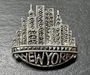 SPILLA SPILLA VINTAGE JUDITH JACK STERLING & MARCASITE NEW YORK SKYLINE M189 - Foto 1 di 10