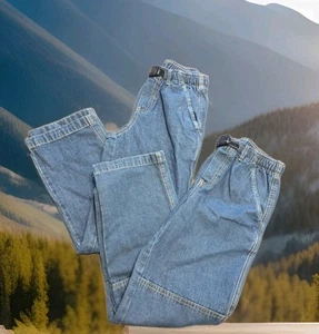 Lands' End Sz 12 Jeans Boys Lot 2 Pull On Reinforce Knees Adjustable Waist Denim - Picture 1 of 20