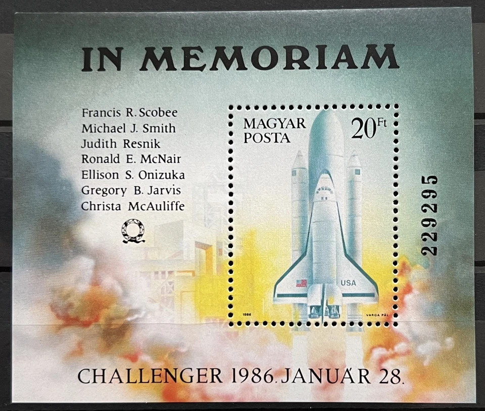 Hungary S. Sheet - In Memoriam of Challenger-catastrophe_1986 - MNH. - Image 1 of 1