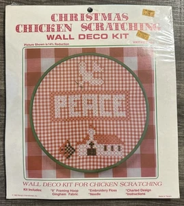 Vintage Christmas Chicken Scratching 1983 Wall Deco Craft Kit Peace NOS NIP - Picture 1 of 7