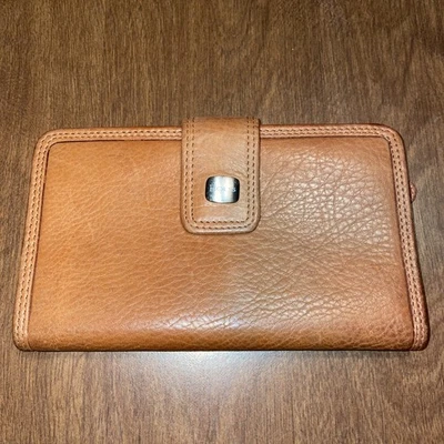 Carteira feminina de couro marrom vintage Rolf's couro genuíno com zíper lateral cartão - Imagem 1 de 4