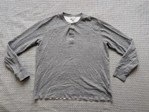 J Crew Shirt Mens Large Gray Knit Henley Long Sleeve 100% Cotton Double Faced - Picture 1 of 14