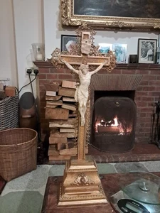 Antik ?? Altarkapelle stehend vergoldet Holz Kreuz,,,Jesus  - Bild 1 von 20