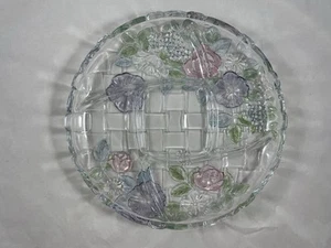 Vintage floral pattern 5 section serving dish. 12 Inches. Multicolor glass. - Picture 1 of 9