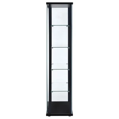 Maklaine 5-Shelf Glass Curio Cabinet In Black And Clear Finish - Image 1 of 4