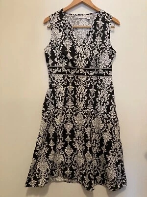 Vestido Croft & Barrow Mujer 14 Midi Negro Jacquard Bolsillos Línea A Sin Mangas Foto 1 de 4