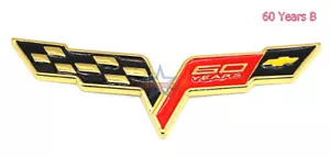 Chevy Corvette Red Black Crossed Flags 60 Years Emblem Badge Grand Sport C6 Z06 - Picture 1 of 4