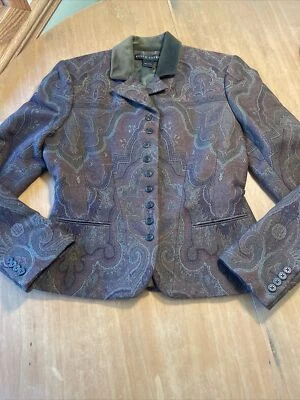 178 Vintage Ralph Lauren Black Label Wool Silk Blazer Jacket Italy Equestrian S - Image 1 of 4
