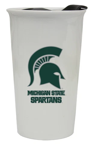 Michigan State Spartans Double Walled Ceramic Tumbler Set-NCAA Travel Mug 2pk Cover