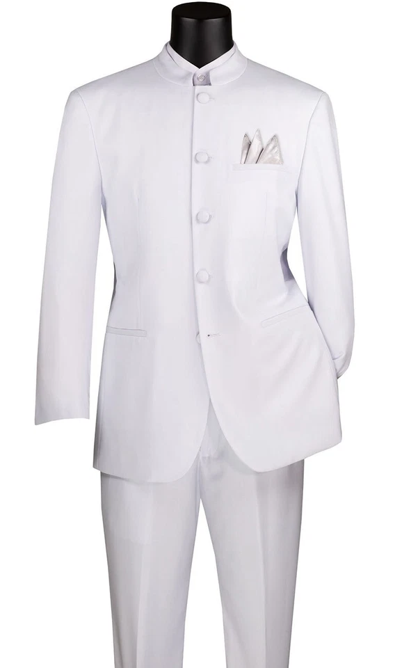 Vinci Men's Regular Fit Men's 2 Piece Banded Collar Tuxedo NEW - Image 1 of 1