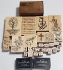 Wooden Rubber Crafting Stamps Wooden Alphabet Box Lot With 2 VersaMark Ink Pads