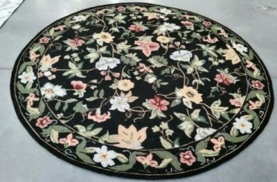 BLACK 8' X 8' Round Loose Threads Rug, Reduced Price 1172710844 HK311A-8R - Image 1 of 4
