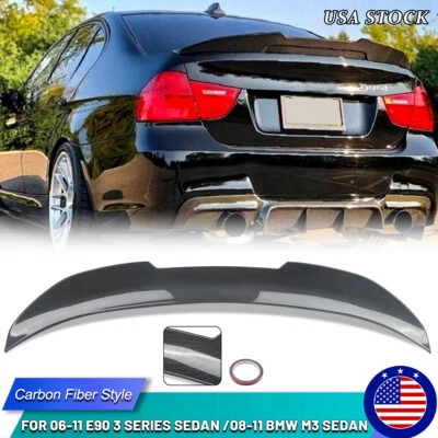 FOR BMW E90 3 SERIES 328I 335I 2006-11 REAR SPOILER TRUNK CARBON FIBER PSM STYLE Foto 1 de 4