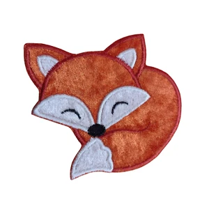 1 x Plush Velvet Sleeping Fox Woodland Baby Nursery Patch Motif Sewing Trim - Picture 1 of 2