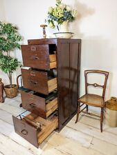 Antique 20th century SOLID OAK office FILING CABINET with four drawers