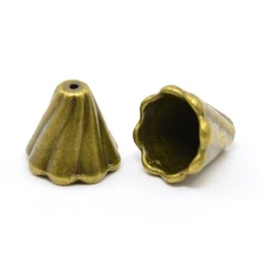 20pcs Tibetan Alloy Bead Caps More-Petal Tiny Cone Cord Ends Antique Bronze 13mm - Picture 1 of 1