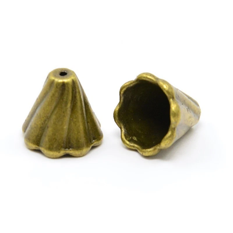 Tapas de cuentas de aleación tibetana de 20 piezas más pétalos extremos de cable de cono pequeño bronce antiguo 13 mm Foto 1 de 1