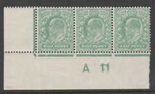 Great Britain 1911 ½d Pale bluish green so-called 'A17' control SG 270 Mint.