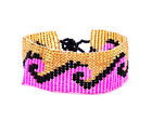 Beach Wave Pattern Seed Beaded Wide Strap Bracelet Fashion Art Boho Accessories
