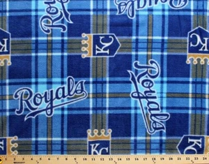 Fleece Kansas City Royals Plaid MLB Baseball Sports Fabric Print BTY s6619bf - Picture 1 of 1