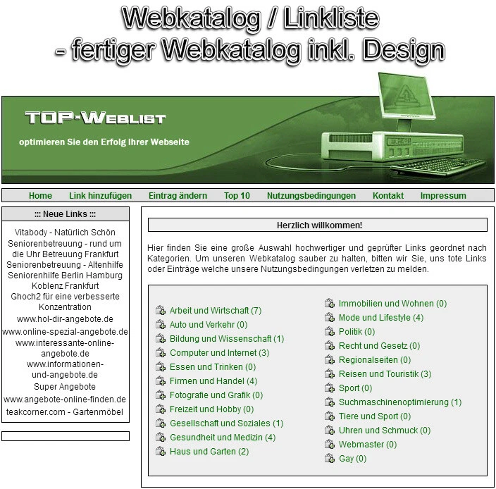 Webkatalog - Linkliste - PHP-Script - Bild 1 von 1