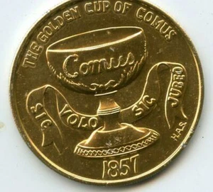 Mardi Gras Doubloon Krewe of Comus 1968 aluminio dorado - Imagen 1 de 2