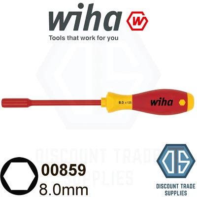 Wiha Socket Driver Wrench Screwdriver VDE Hex Nut Key Nut driver 8mm 1000v 00859 - Image 1 of 3