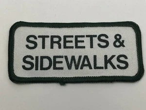 Green Letter STREETS + SIDEWALKS Uniform Patch Vintage 1-3/4" x 3-3/4"  N2 - Picture 1 of 5