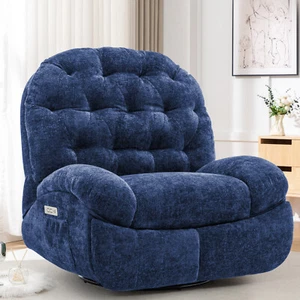 Power Swivel Rocker Recliner Chair with USB Ports Chenille for Living Room - Picture 1 of 56