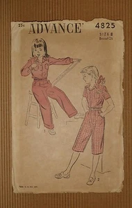 VINTAGE 1940' ADVANCE PATTERN #4825 SEWING MODEL GIRL KIDS FASHION NEW YORK - Picture 1 of 4