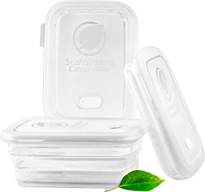 Silicone Collapsible Food Storage Containers w/ Silicone Leakproof Lids,Platinum - Picture 1 of 12