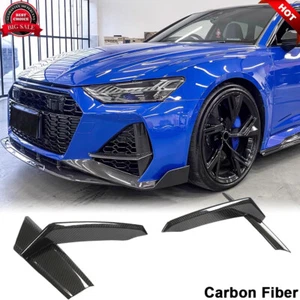 For Audi RS6 RS7 Sportback 2020UP Dry Carbon Front Bumper Splitter Air Vent Fins - Picture 1 of 12