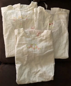 Vtg Baby Flannel Nightgowns Embroidered Ribbon Tie Sleep Sack Homemade Lot Of 3 - Picture 1 of 23
