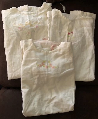 复古婴儿法兰绒睡衣刺绣丝带领带睡袋自制 3 件装 — 第 1/4 张图片