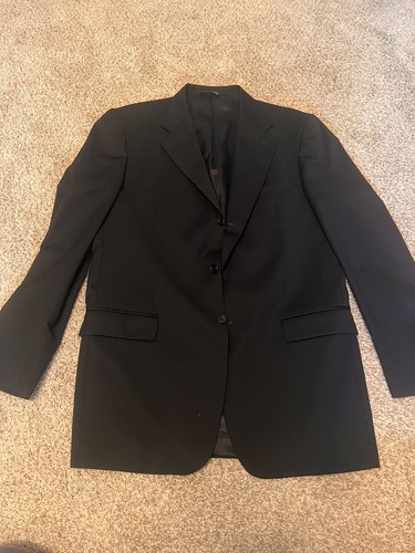 Blazer Valentino Nero Solido Cappotto Sportivo Tre Bottoni Uomo 42L Super 120 Lana