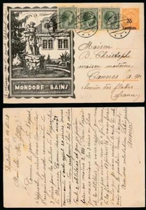 LUXEMBURG 1928 ILLUSTRIERTE GANZSACHE ZUSCHLAG MONDORF LES BAINS AUFGEWERTET - Bild 1 von 3