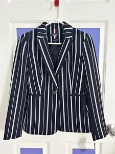 Tommy Hilfiger Navy Blue/White Striped Blazer for Woman Size 4 NWT $139 - Picture 1 of 7