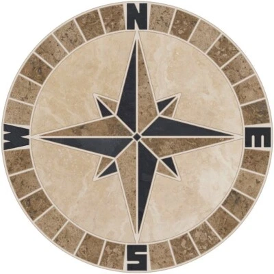Handmade Tile Mosaic Medallion Mariners Compass Travertine Slate - Many Sizes! - Image 1 of 2