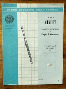 $2 Sheet Music ~ Bach Minuet ~ C Flute Solor w/ Piano ~ Ralp Guenther, arr. - Picture 1 of 2