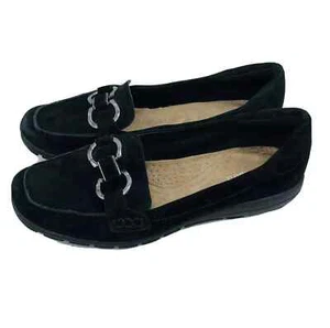 Zapatos para mujer Easy Spirit talla 6,5 M Seavienta negros gamuza mocasines planos hebilla - Imagen 1 de 8
