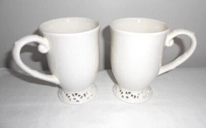 Juego de 2 tazas de café con patas Victoria ilimitadas de mesa raras blancas - Imagen 1 de 5